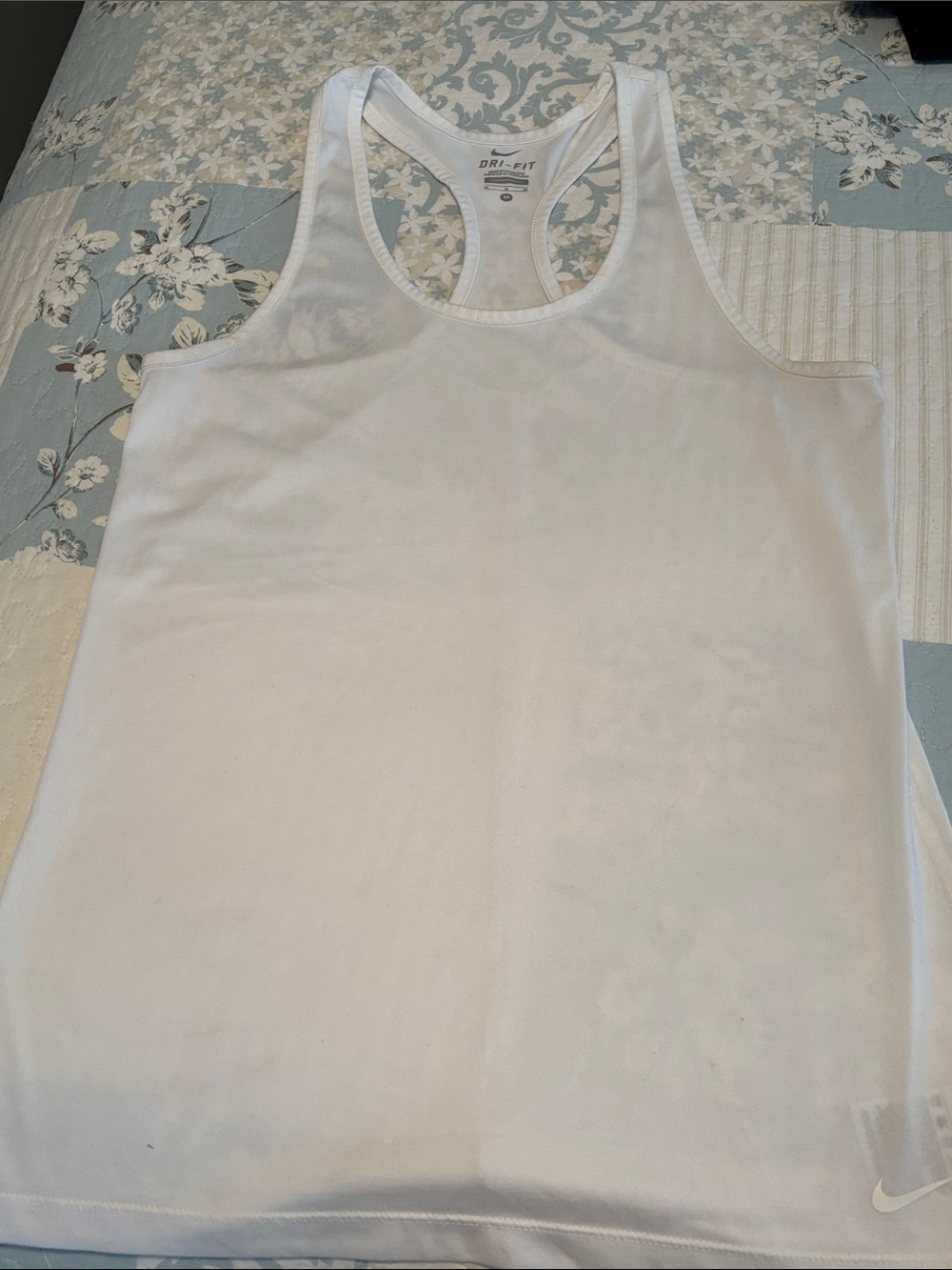 NIKE RACER BACK DRI-FIT TANK in White Size Medium